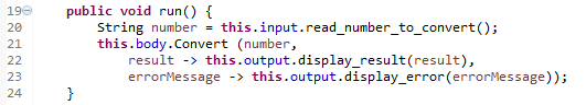 Source code of run method